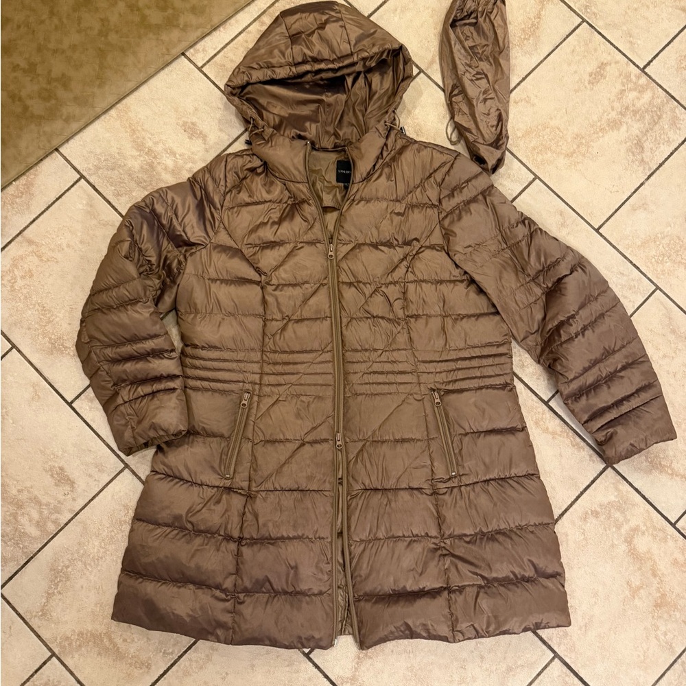 Packable Lane Bryant Gold Puffer Jacket with Quilted Insulation